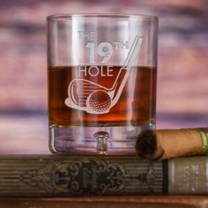 Fivetownsgift Golf Lover Crystal Bourbon Whiskey Rocks Glass