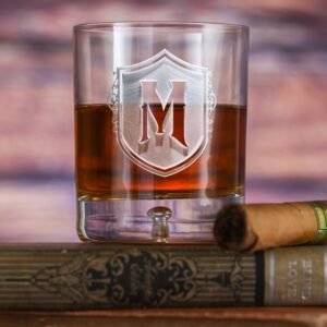 Fivetownsgift Monogrammed Initial Whiskey & Scotch Glasses