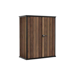 Keter 4.5′ x 2′ Walnut Signature Heavy Duty Vertical Plastic Garden Shed with Shelves – Walnut