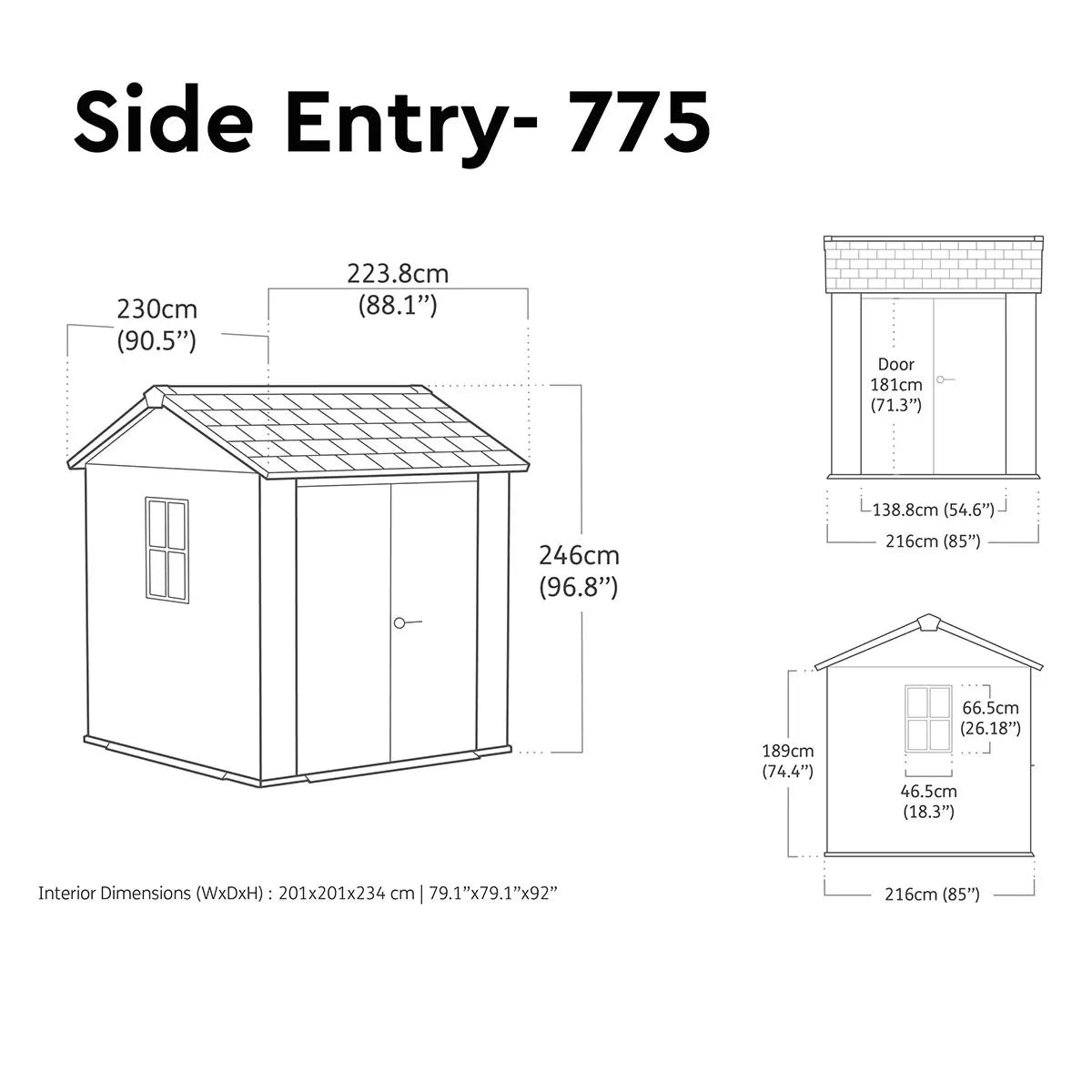 Keter 7′ x 7.5′ Newton Plus Side Entry Plastic Shed – Dark Grey - Image 6