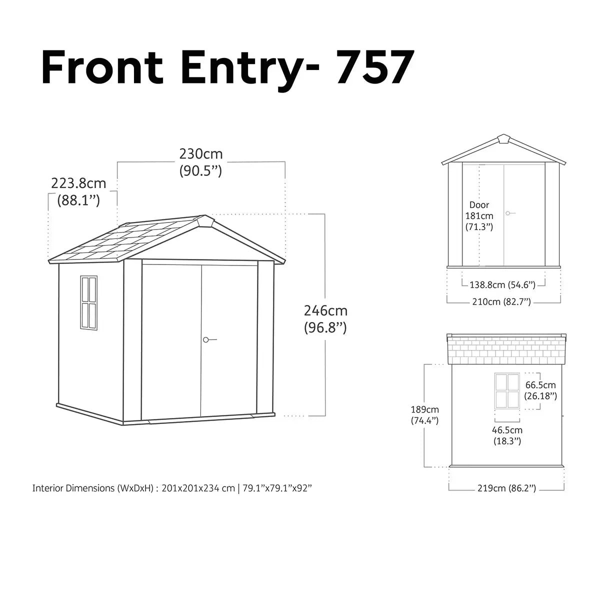 Keter 7.5′ x 7′ Newton Plus Front Entry Plastic Shed – Dark Grey - Image 5