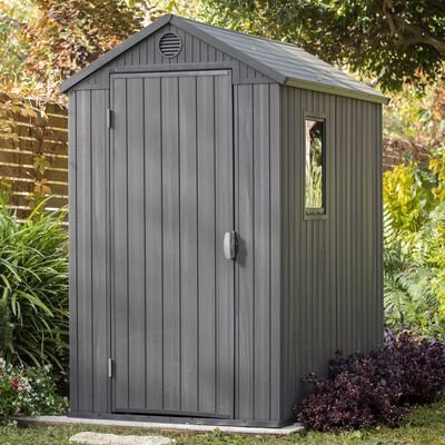 Keter 4’x6′ Darwin Heavy Duty Plastic Garden Shed – Grey - Image 5