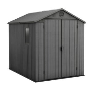 Keter 6’x8′ Darwin Heavy Duty Plastic Garden Shed – Grey