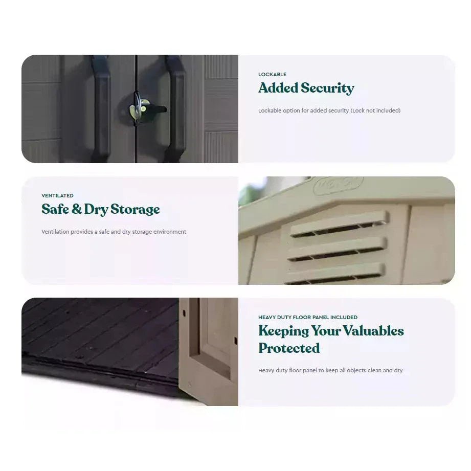 Keter 6’x6′ Factor Heavy Duty Plastic Garden Shed – Beige - Image 10