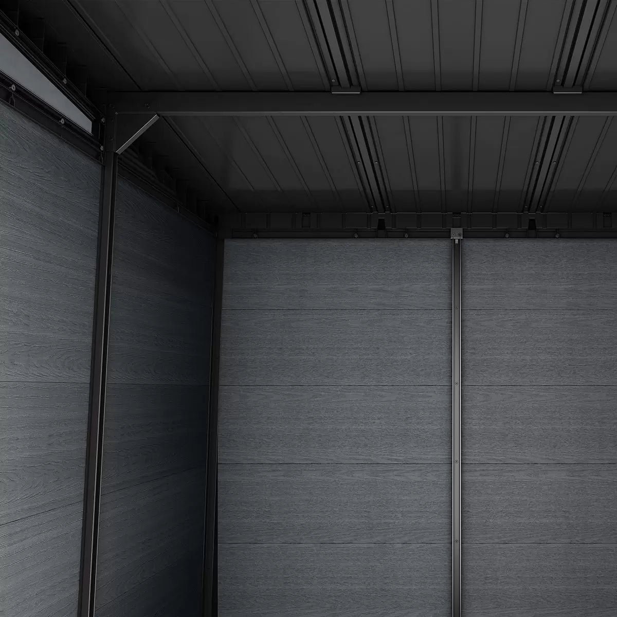 Keter 7′ x 7.5′ Newton Plus Side Entry Plastic Shed – Dark Grey - Image 3