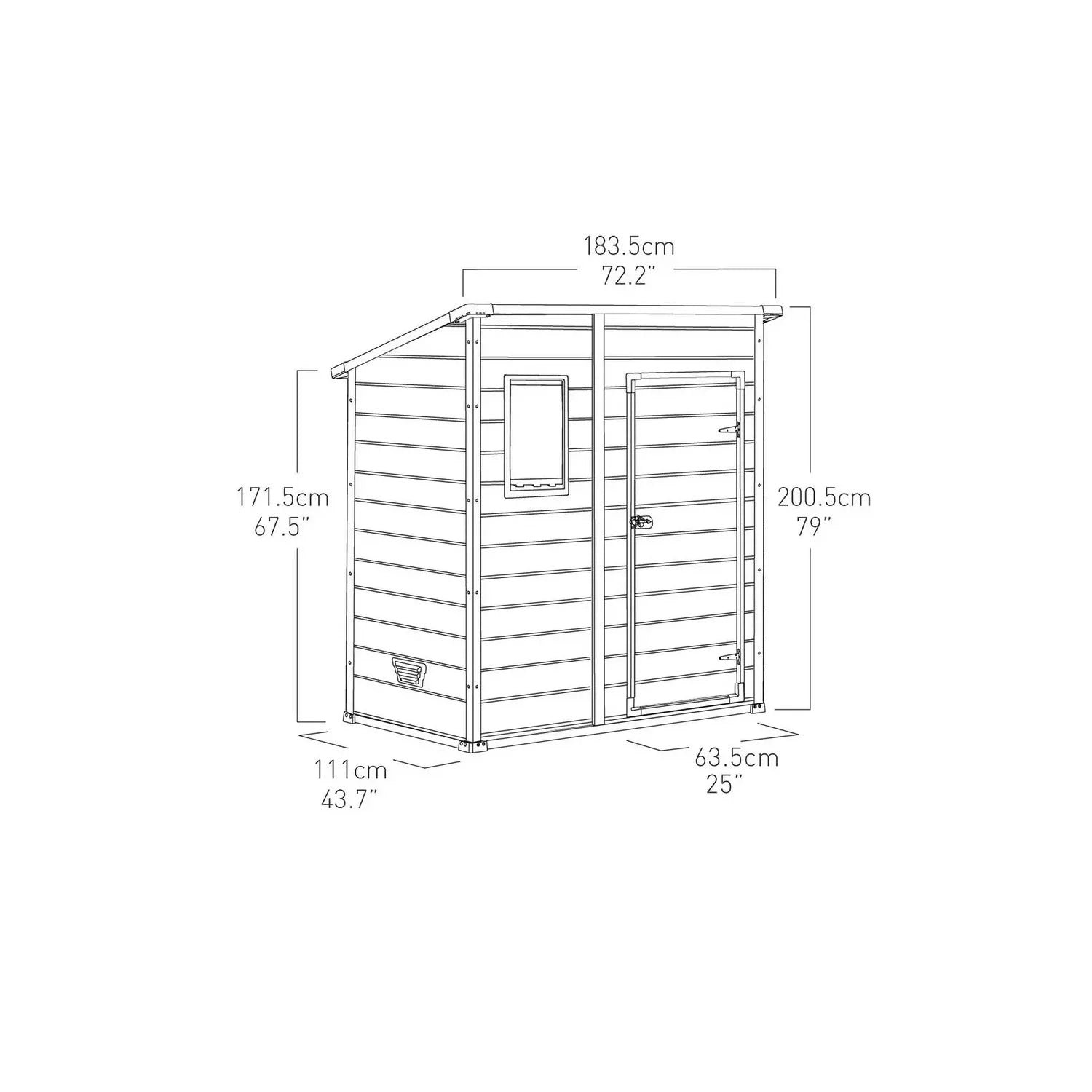 Keter 6′ x 4′ Manor Plastic Pent Garden Storage Shed – Beige - Image 7