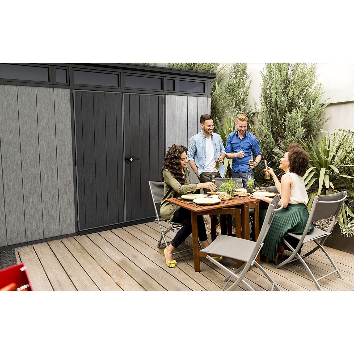 Keter 11’x 7′ Artisan Heavy Duty Plastic Pent Shed – Grey - Image 2
