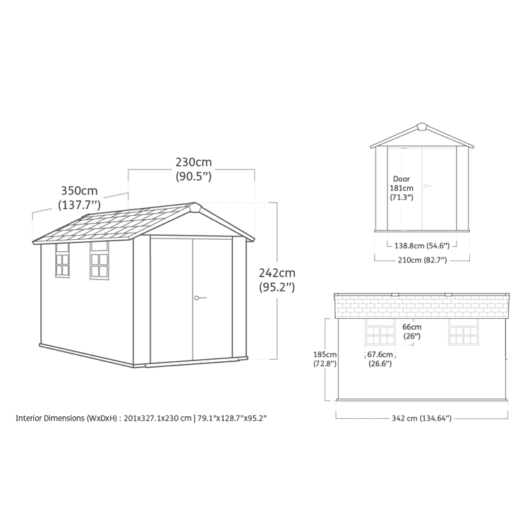 Keter 7.5′ x 11′ Oakland Heavy Duty Plastic Shed – Grey - Image 14