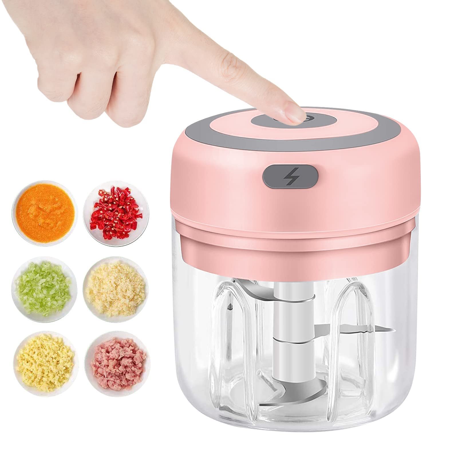 USB Rechargeable Mini Electric Garlic Chopper, Portable Food Processor