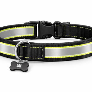Premium Reflective Dog Collar – Adjustable, Durable, and Stylish with Bone Charm