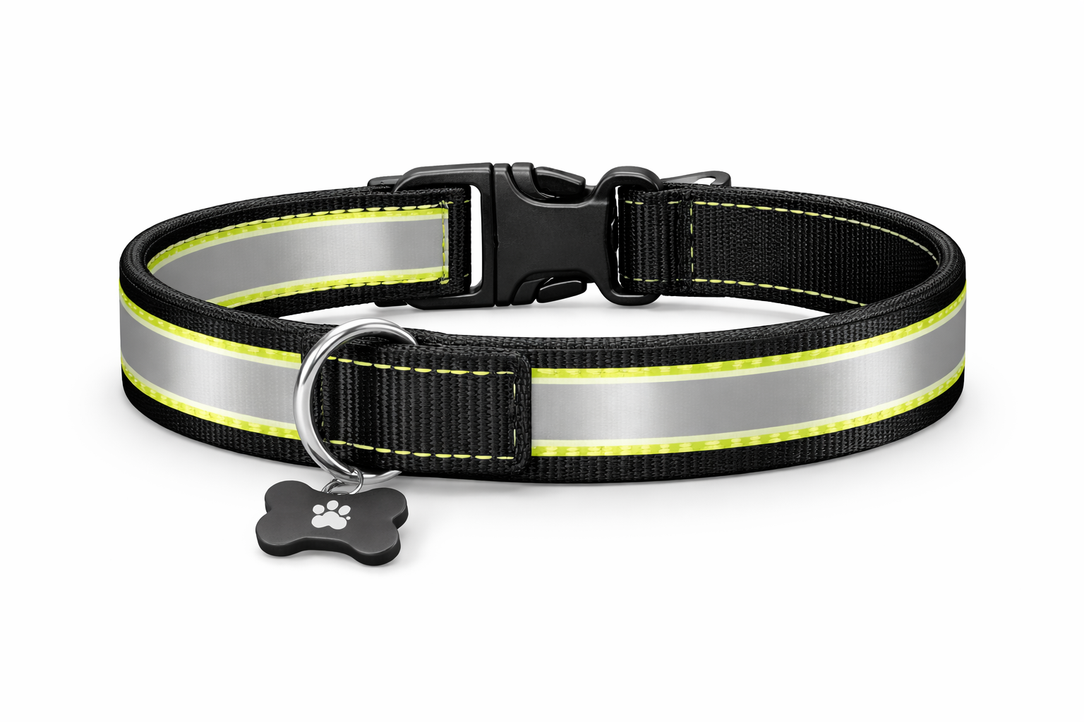 Premium Reflective Dog Collar – Adjustable, Durable, and Stylish with Bone Charm