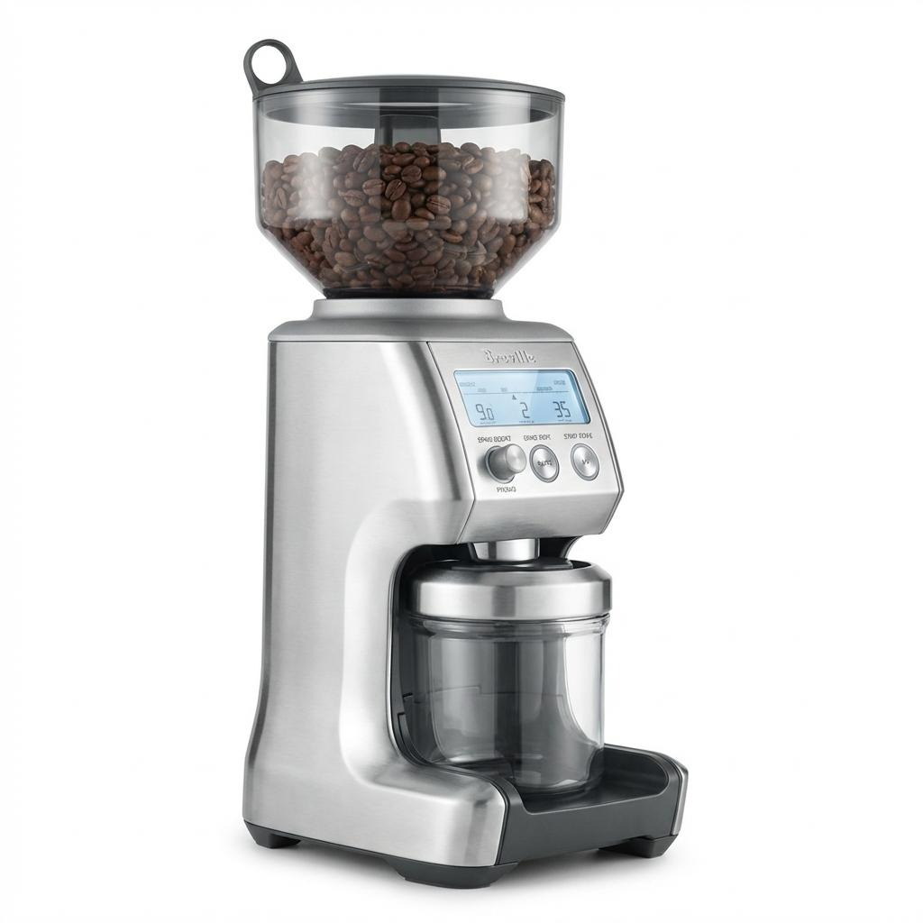 Compact Electric Coffee Bean Grinder, Stainless Steel with Digital Control