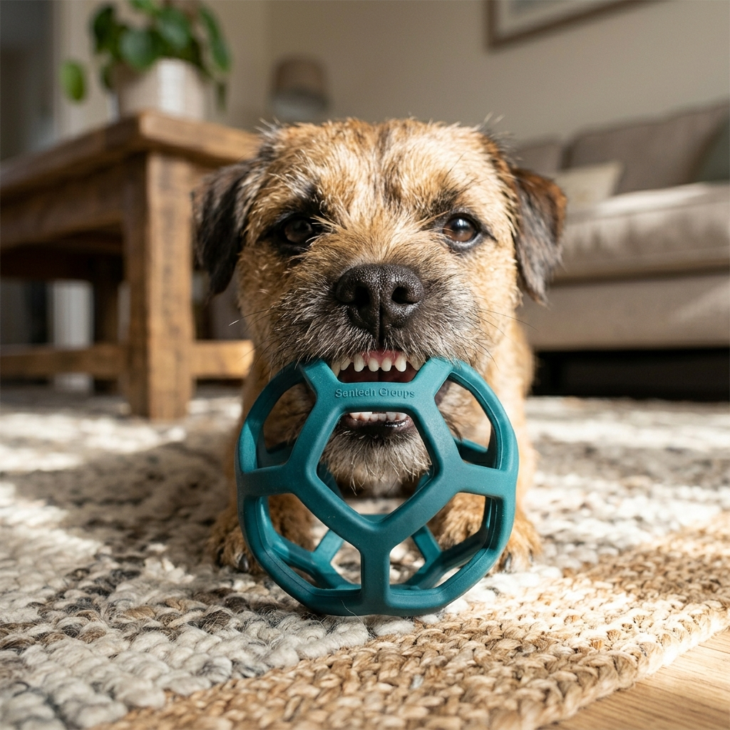 Sentech Groups Open Lattice Rubber Dog Ball - Honeycomb Treat Dispenser Puzzle Toy, Dark Teal - Image 5