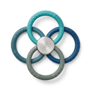Sentech Groups Interactive Multi-Ring Dog Chew Toy - Textured Dental Teether, Teal/Blue