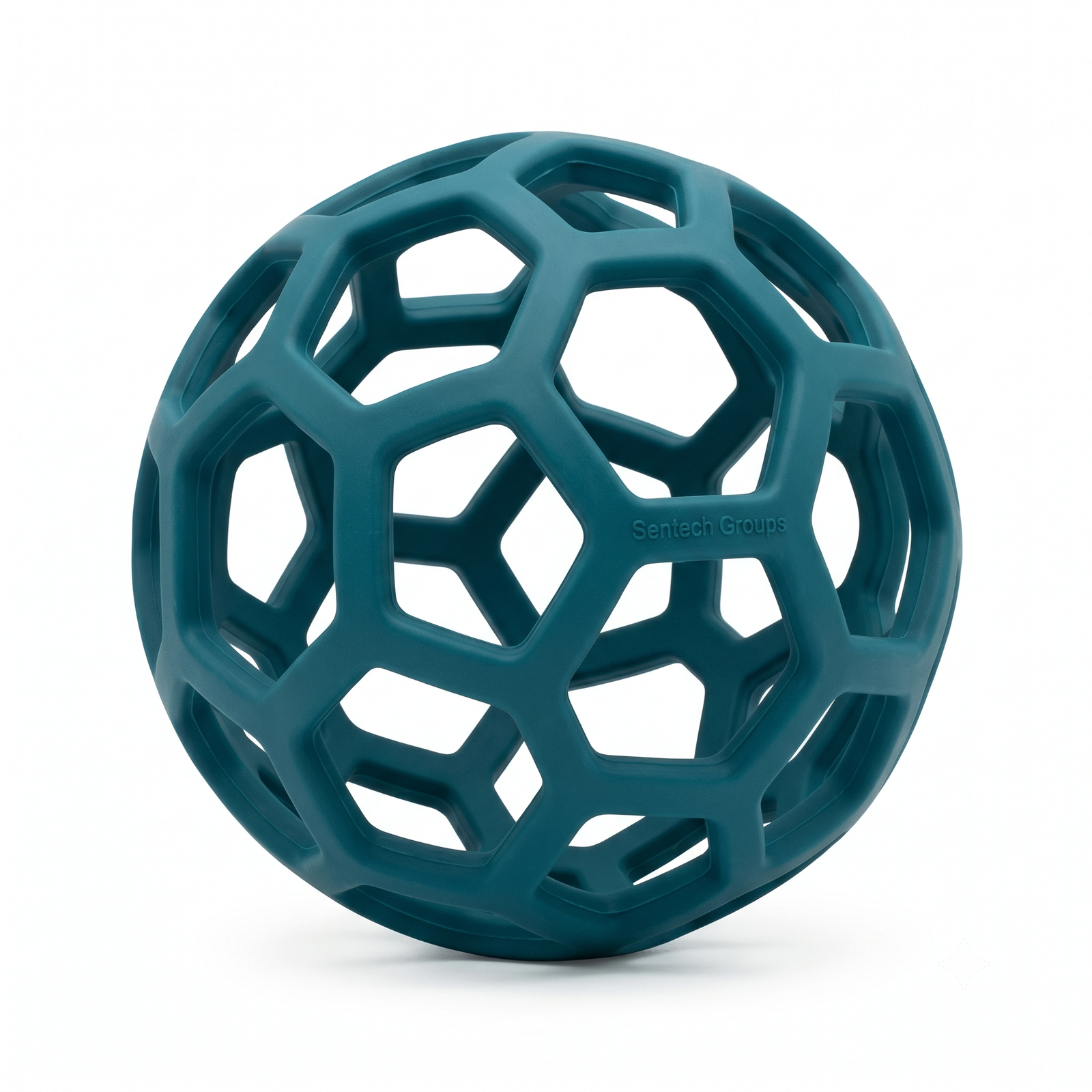 Sentech Groups Open Lattice Rubber Dog Ball - Honeycomb Treat Dispenser Puzzle Toy, Dark Teal